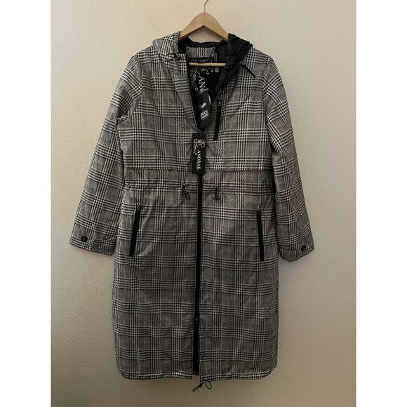 Anorak Womens Duck Down Feather Light Weight Long Puffer Houndstooth Size Medium - Picture 2 of 15